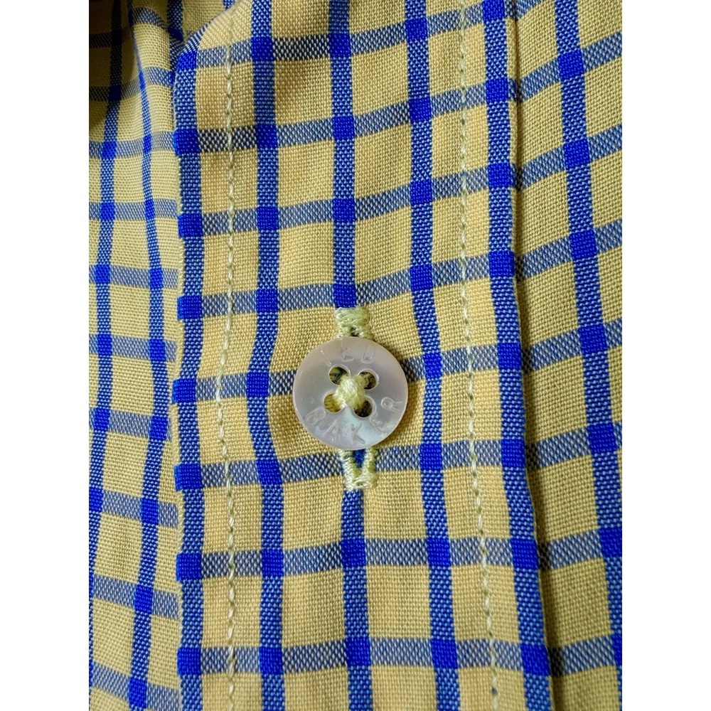 Vintage Ted Baker Shirt Specialist London Mens 4 Yellow Blue Check Button Up XL - Picture 10 of 16